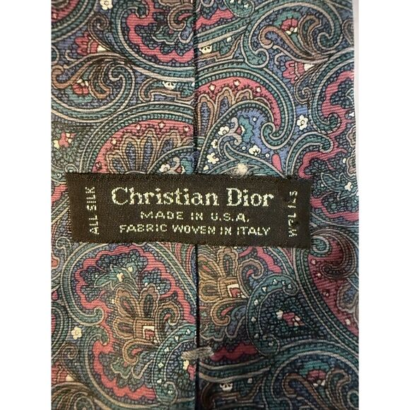 Christian Dior 100% Silk Tie Paisley/multi Designer Nice! - Picture 3 of 3